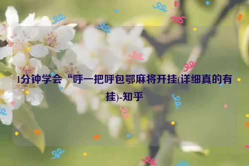 1分钟学会“呼一把呼包鄂麻将开挂(详细真的有挂)-知乎