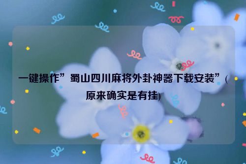 一键操作”蜀山四川麻将外卦神器下载安装”(原来确实是有挂)