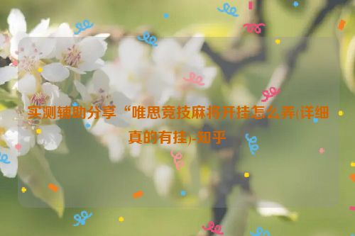 实测辅助分享“唯思竞技麻将开挂怎么弄(详细真的有挂)-知乎