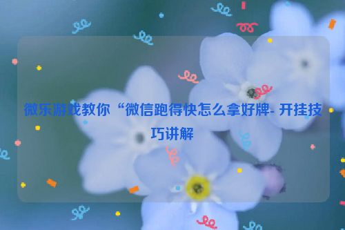 微乐游戏教你“微信跑得快怎么拿好牌- 开挂技巧讲解