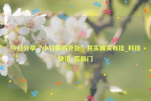 今日分享“小甘麻将外卦”其实确实有挂_科技快讯_喜临门