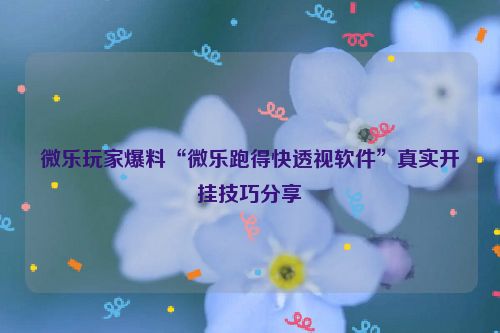 微乐玩家爆料“微乐跑得快透视软件”真实开挂技巧分享
