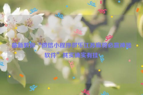 最新教你“微信小程序微乐江苏麻将必赢神器软件”其实确实有挂