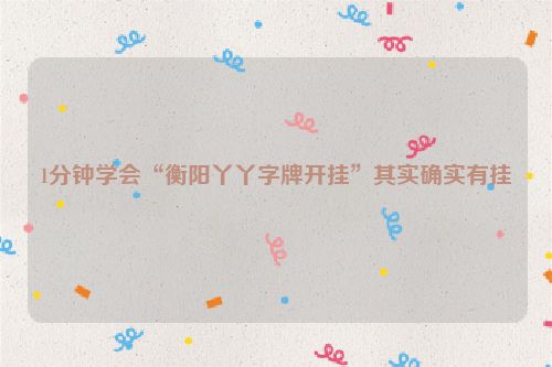 1分钟学会“衡阳丫丫字牌开挂”其实确实有挂