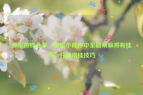微乐游戏分享“微信小程序中至赣州麻将有挂吗”分享用挂技巧