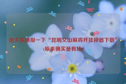 给大家通报一下“昆明文山麻将开挂神器下载”(原来确实是有挂)