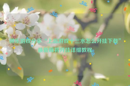 微乐游戏分享“上品游戏十三水怎么开挂下载”最新麻将开挂详细教程