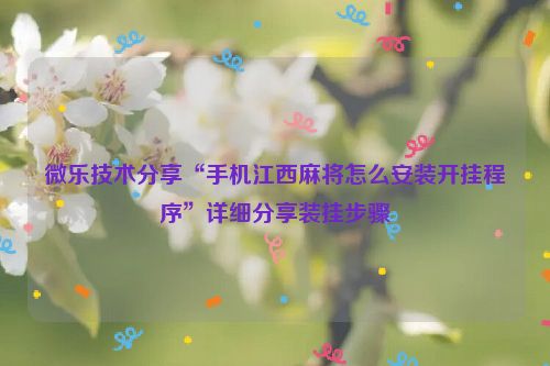 微乐技术分享“手机江西麻将怎么安装开挂程序”详细分享装挂步骤