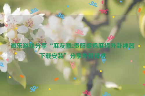 微乐游戏分享“麻友圈2贵阳捉鸡麻将外卦神器下载安装”分享外挂技术