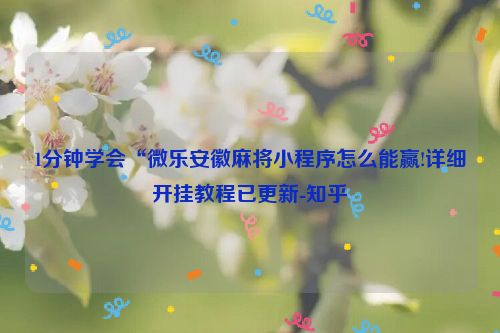 1分钟学会“微乐安徽麻将小程序怎么能赢!详细开挂教程已更新-知乎