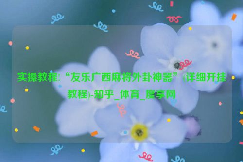 实操教程!“友乐广西麻将外卦神器”(详细开挂教程)-知乎_体育_度享网