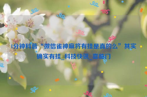 1分钟科普“微信雀神麻将有挂是真的么”其实确实有挂_科技快讯_喜临门