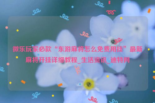 微乐玩家必款“东游麻将怎么免费用挂”最新麻将开挂详细教程_生活资讯_迪特网