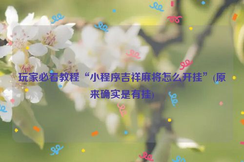 玩家必看教程“小程序吉祥麻将怎么开挂”(原来确实是有挂)