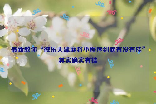 最新教你“微乐天津麻将小程序到底有没有挂”其实确实有挂