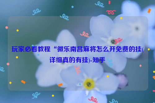 玩家必看教程“微乐南昌麻将怎么开免费的挂(详细真的有挂)-知乎