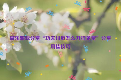 微乐游戏分享“功夫川麻怎么开挂免费”分享用挂技巧