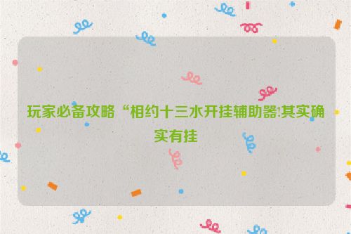 玩家必备攻略“相约十三水开挂辅助器!其实确实有挂