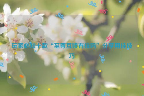玩家必知十款“至尊互娱有挂吗”分享用挂技巧