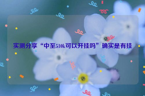 实测分享“中至510k可以开挂吗”确实是有挂