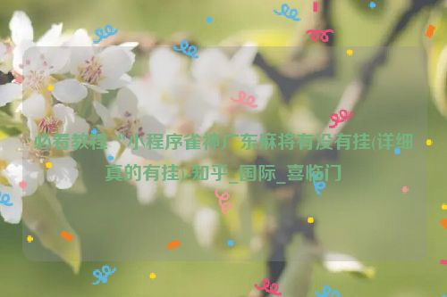 必看教程“小程序雀神广东麻将有没有挂(详细真的有挂)-知乎_国际_喜临门