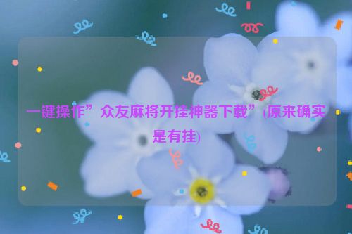 一键操作”众友麻将开挂神器下载”(原来确实是有挂)