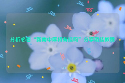 分析必看“新南中麻将有挂吗”分享用挂教程