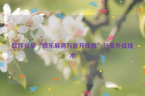 软件分享“微乐麻将万能开挂器”分享外挂技术