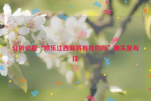 分析必看“微乐江西麻将有挂的吗”确实是有挂