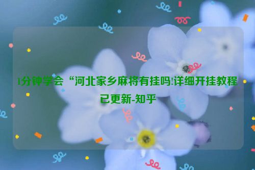 1分钟学会“河北家乡麻将有挂吗!详细开挂教程已更新-知乎