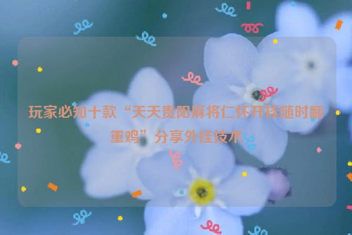 玩家必知十款“天天贵阳麻将仁怀开挂随时翻重鸡”分享外挂技术
