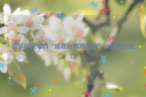 微乐玩家爆料“随意玩棋牌透视”分享用挂技巧