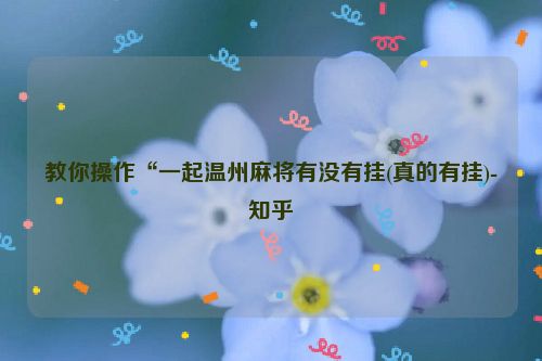 教你操作“一起温州麻将有没有挂(真的有挂)-知乎