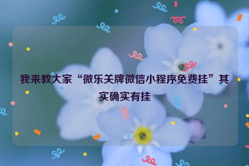 我来教大家“微乐关牌微信小程序免费挂”其实确实有挂