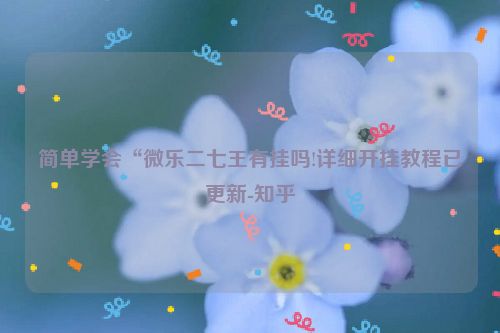 简单学会“微乐二七王有挂吗!详细开挂教程已更新-知乎