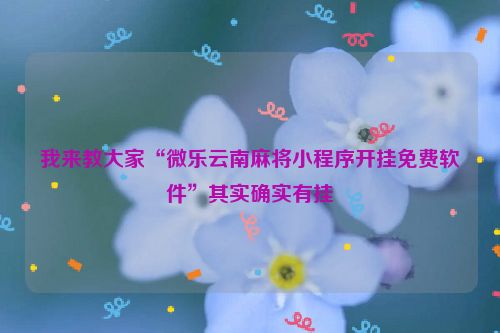 我来教大家“微乐云南麻将小程序开挂免费软件”其实确实有挂