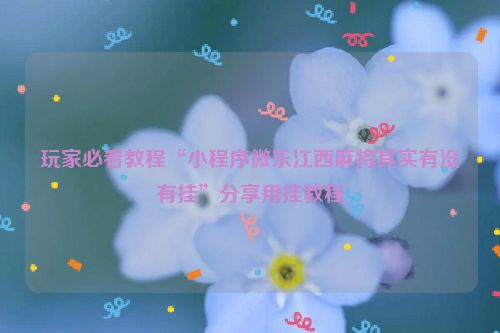 玩家必看教程“小程序微乐江西麻将其实有没有挂”分享用挂教程