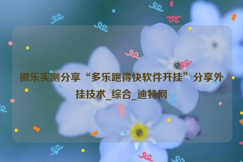 微乐实测分享“多乐跑得快软件开挂”分享外挂技术_综合_迪特网