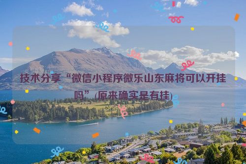 技术分享“微信小程序微乐山东麻将可以开挂吗”(原来确实是有挂)