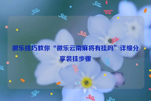 微乐技巧教你“微乐云南麻将有挂吗”详细分享装挂步骤