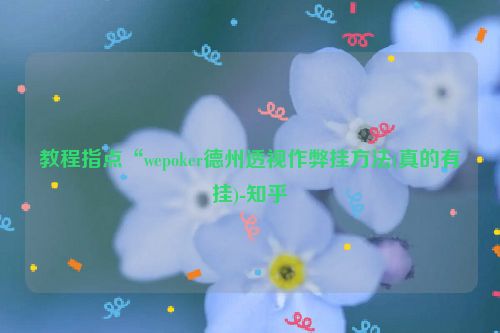 教程指点“wepoker德州透视作弊挂方法(真的有挂)-知乎
