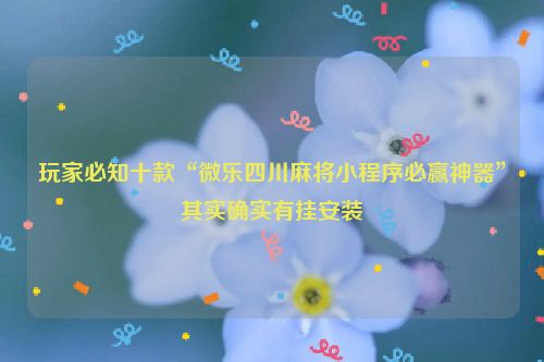 玩家必知十款“微乐四川麻将小程序必赢神器”其实确实有挂安装