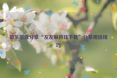 微乐游戏分享“友友麻将挂下载”分享用挂技巧