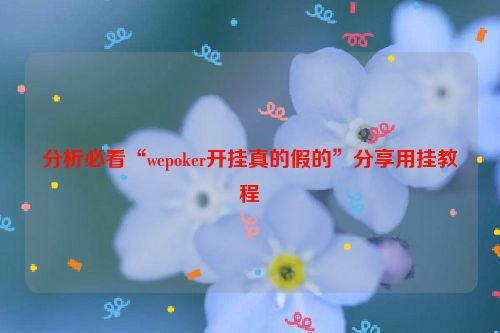 分析必看“wepoker开挂真的假的”分享用挂教程