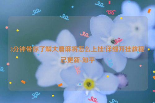 3分钟带你了解大唐麻将怎么上挂!详细开挂教程已更新-知乎
