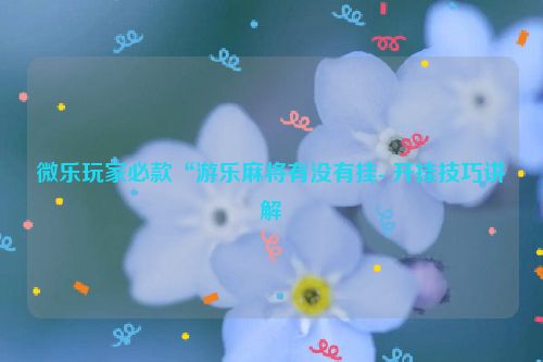 微乐玩家必款“游乐麻将有没有挂- 开挂技巧讲解