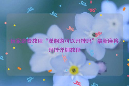 玩家必看教程“潇湘游可以开挂吗”最新麻将开挂详细教程