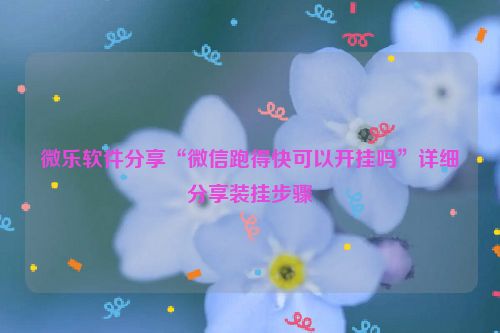微乐软件分享“微信跑得快可以开挂吗”详细分享装挂步骤