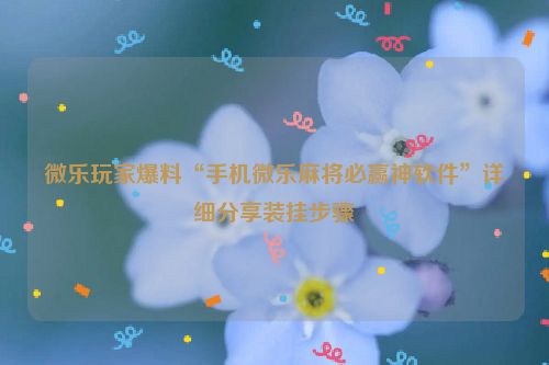 微乐玩家爆料“手机微乐麻将必赢神软件”详细分享装挂步骤