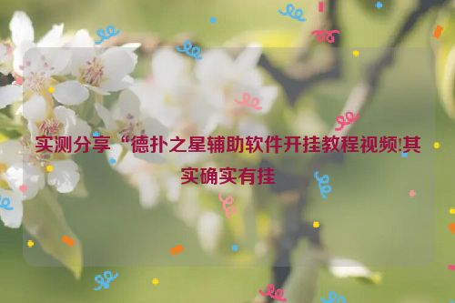 实测分享“德扑之星辅助软件开挂教程视频!其实确实有挂